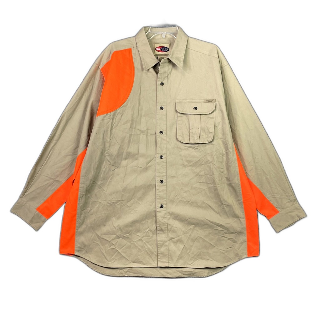 Wrangler Pro Gear Hunting Shooting Shirt Mens 2XL Safety Orange Trim Outdoor